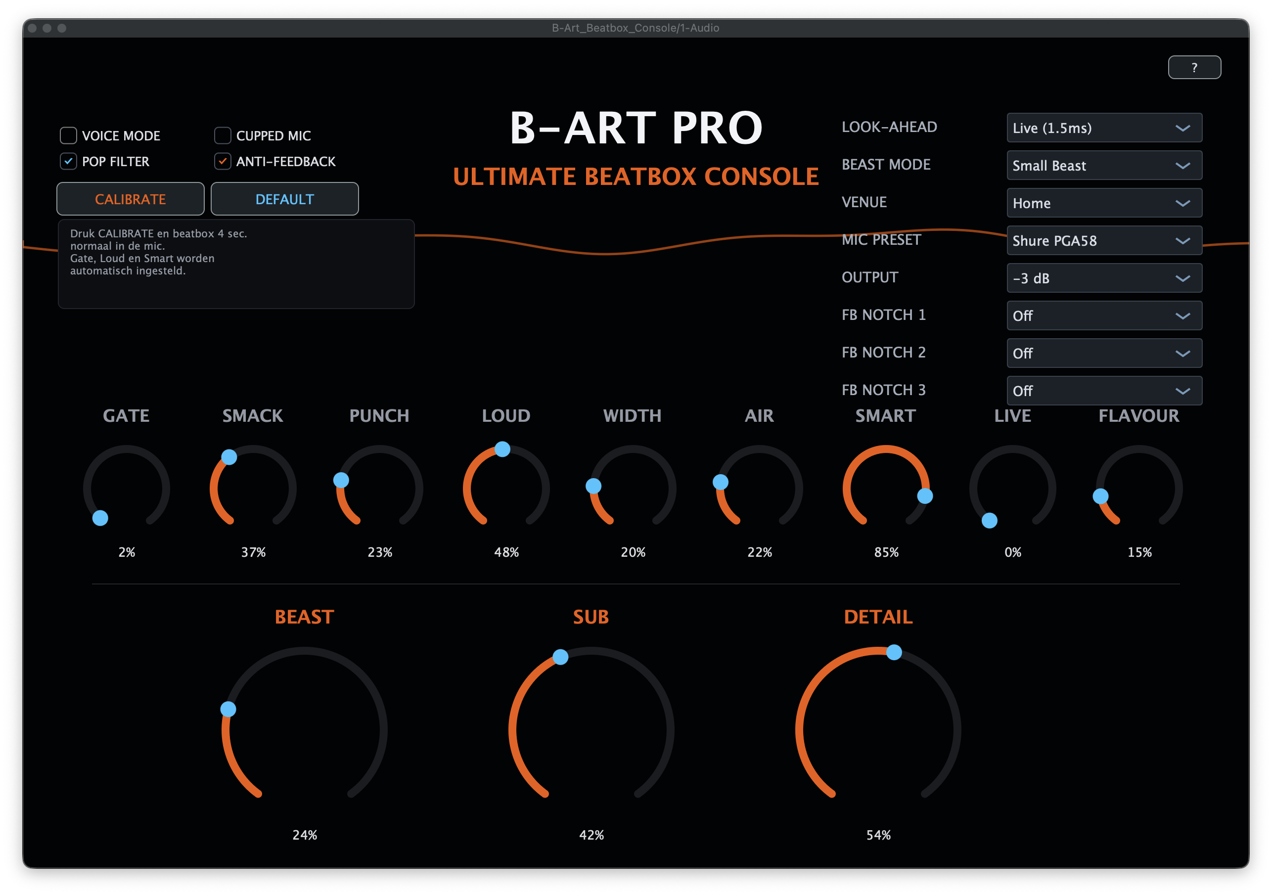 B-ART PRO beatbox console interface